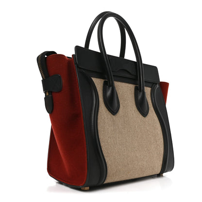 Felt Smooth Calfskin Micro Tri-Color Luggage Brown Black