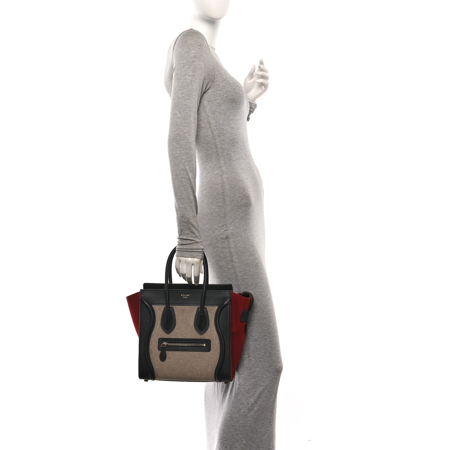 Felt Smooth Calfskin Micro Tri-Color Luggage Brown Black