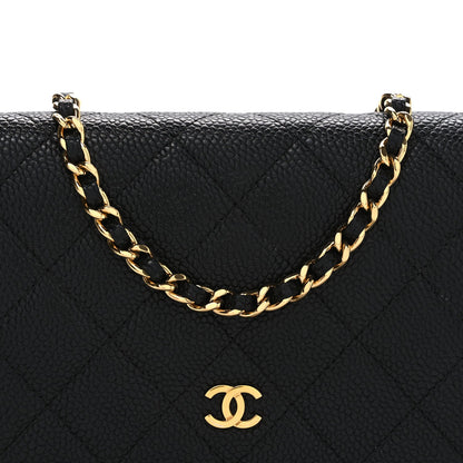 Caviar Quilted Wallet on Chain WOC Black