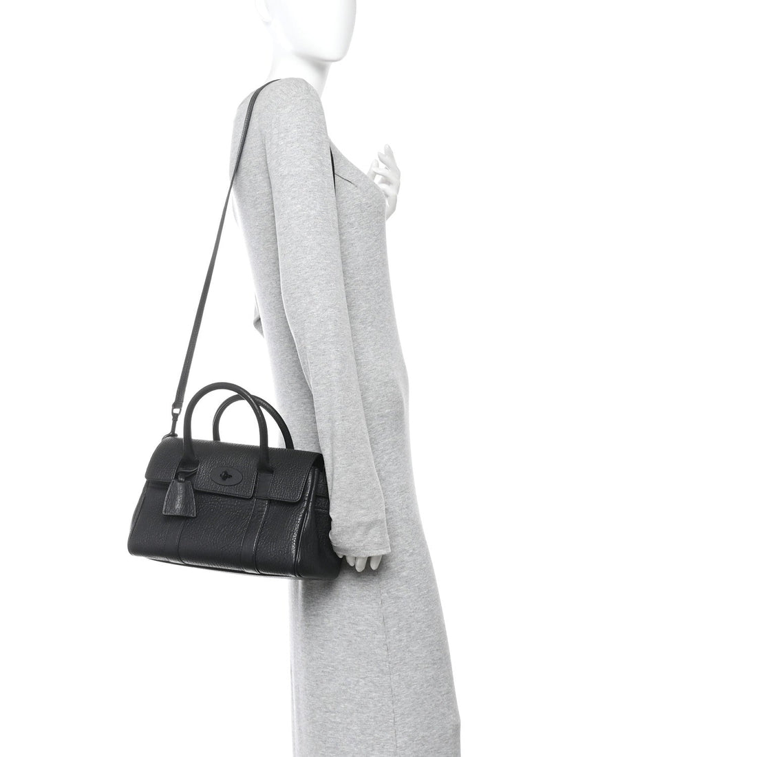 Natural Grain Small Bayswater Satchel Black
