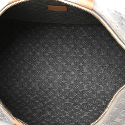 Denim Monogram Studded Keepall Bandouliere 45 Cloudy Grey