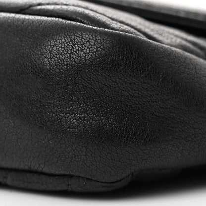 Sheepskin Matelasse Chevron Monogram College Chain Wallet Black