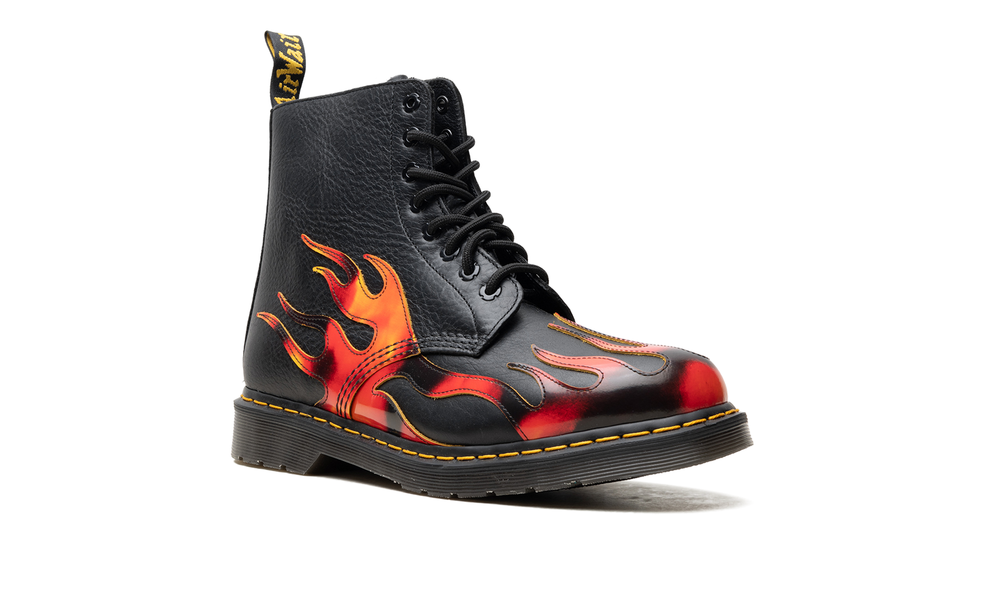 1460 Pascal Flame Arcadia Rub Off Leather Boots "Black / Red / Yellow" 41517001