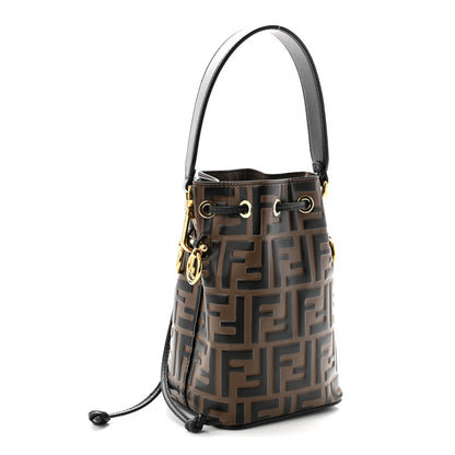 Vitello Liberty F is Fendi Bi-Color FF 1974 Embossed Mini Mon Tresor Bucket Bag Maya Black
