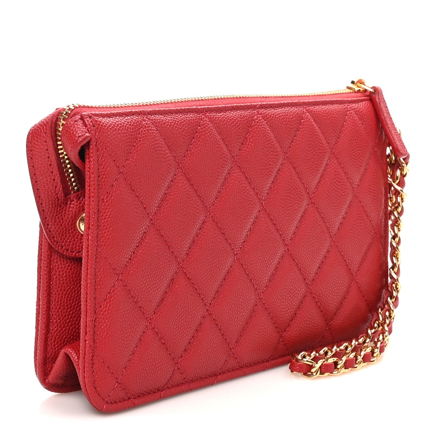 Caviar Quilted Polly Pocket Pouch Red