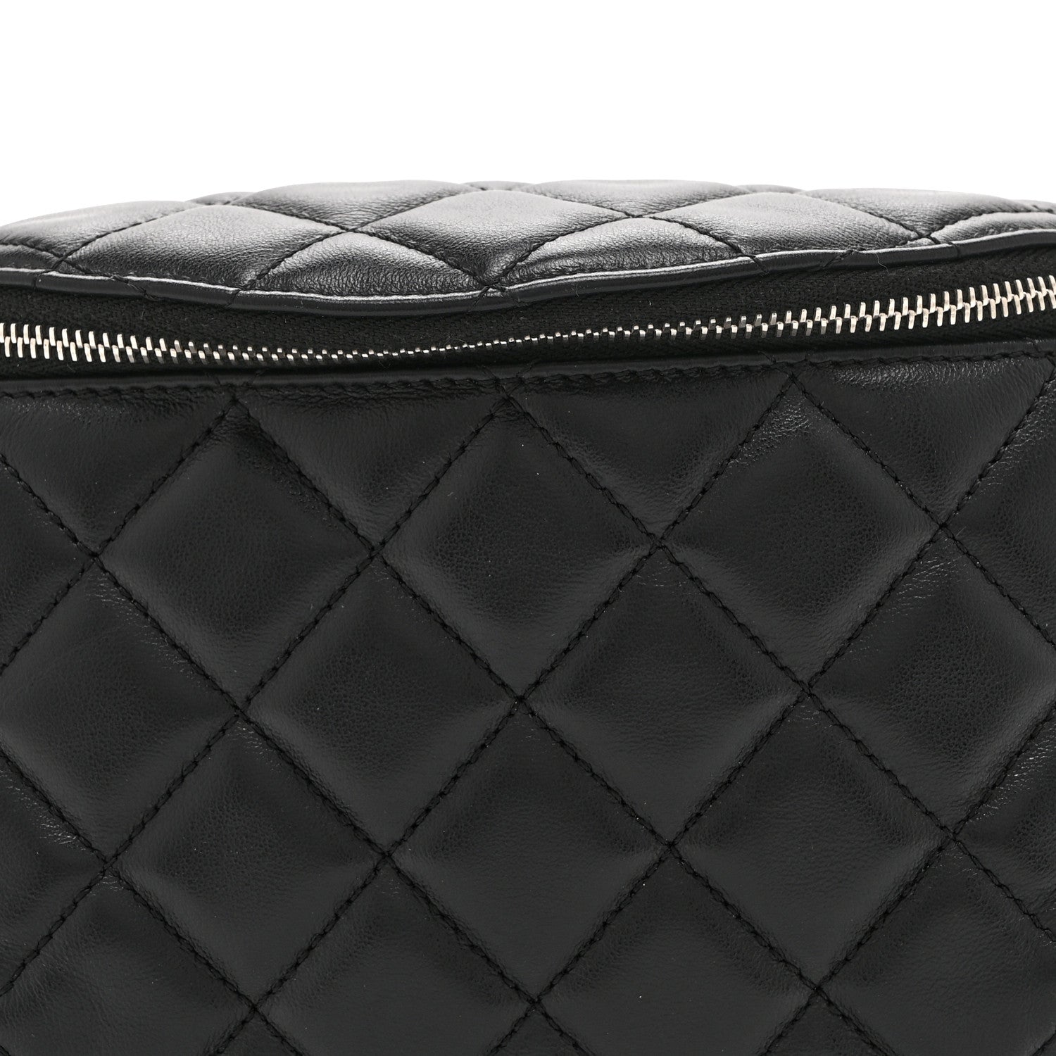 Calfskin Quilted Uniform Waist Belt Bag Black