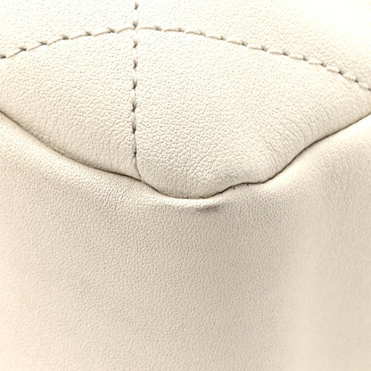 Calfskin Quilted Drawstring Bucket Bag White