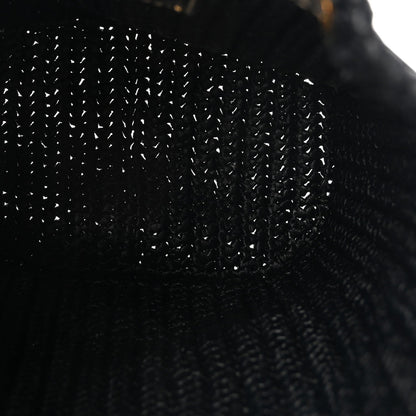 Yarn Raffia Effect Crochet Mini Bucket Bag Black