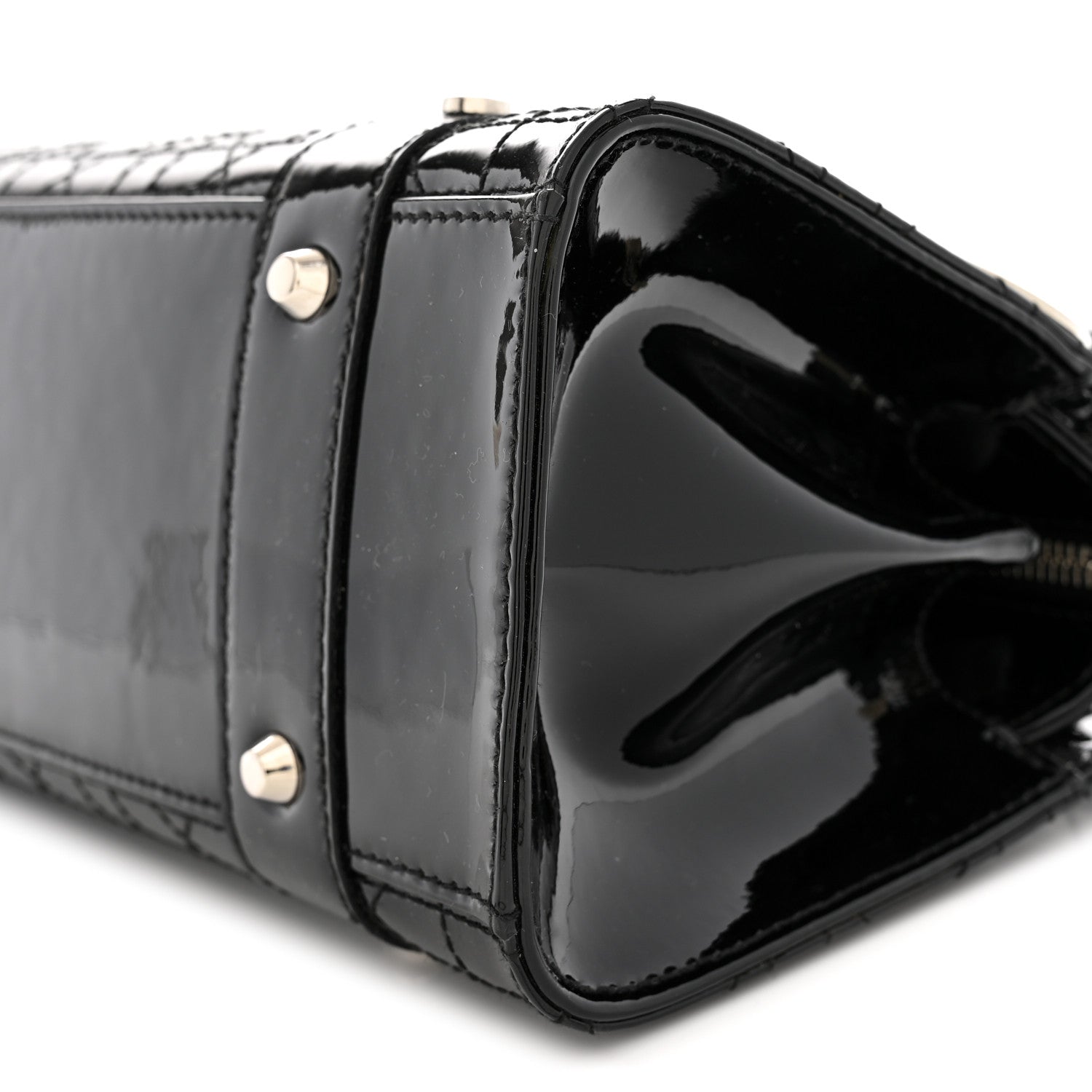 Patent Cannage Stitched East West Lady Dior Black