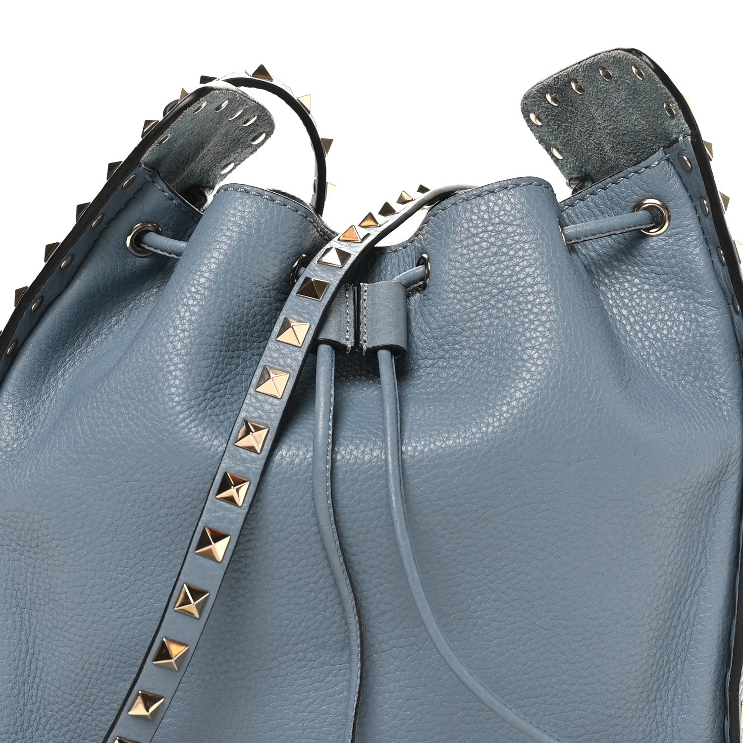 Grained Calfskin Rockstud Bucket Bag Amadeus