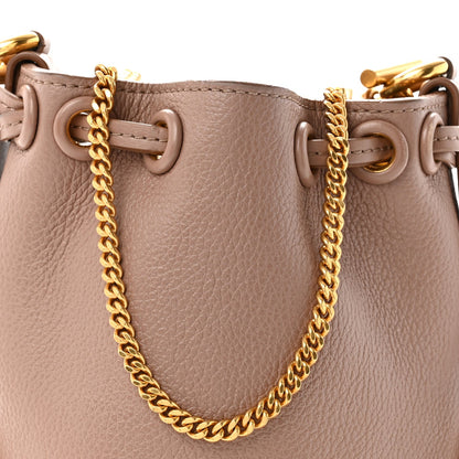 Grained Calfskin Micro Marcie Bucket Bag Woodrose