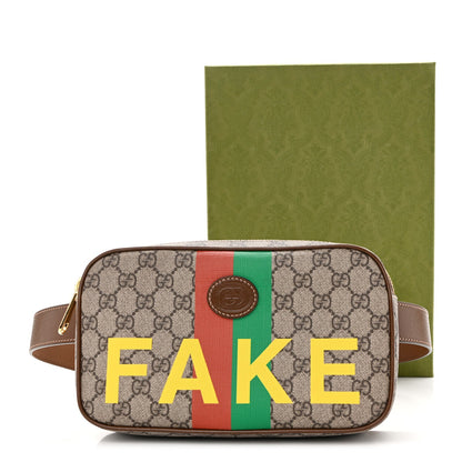 GG Supreme Monogram Azalea Calfskin Fake/Not Small Retro Interlocking G Belt Bag 90 36 Beige Ebony Brown Sugar