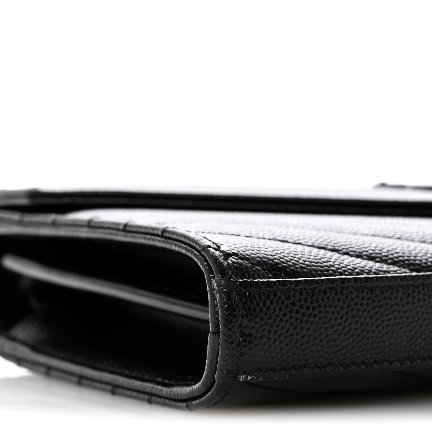 Grain De Poudre Matelasse Chevron Monogram Monochrome Chain Wallet Black