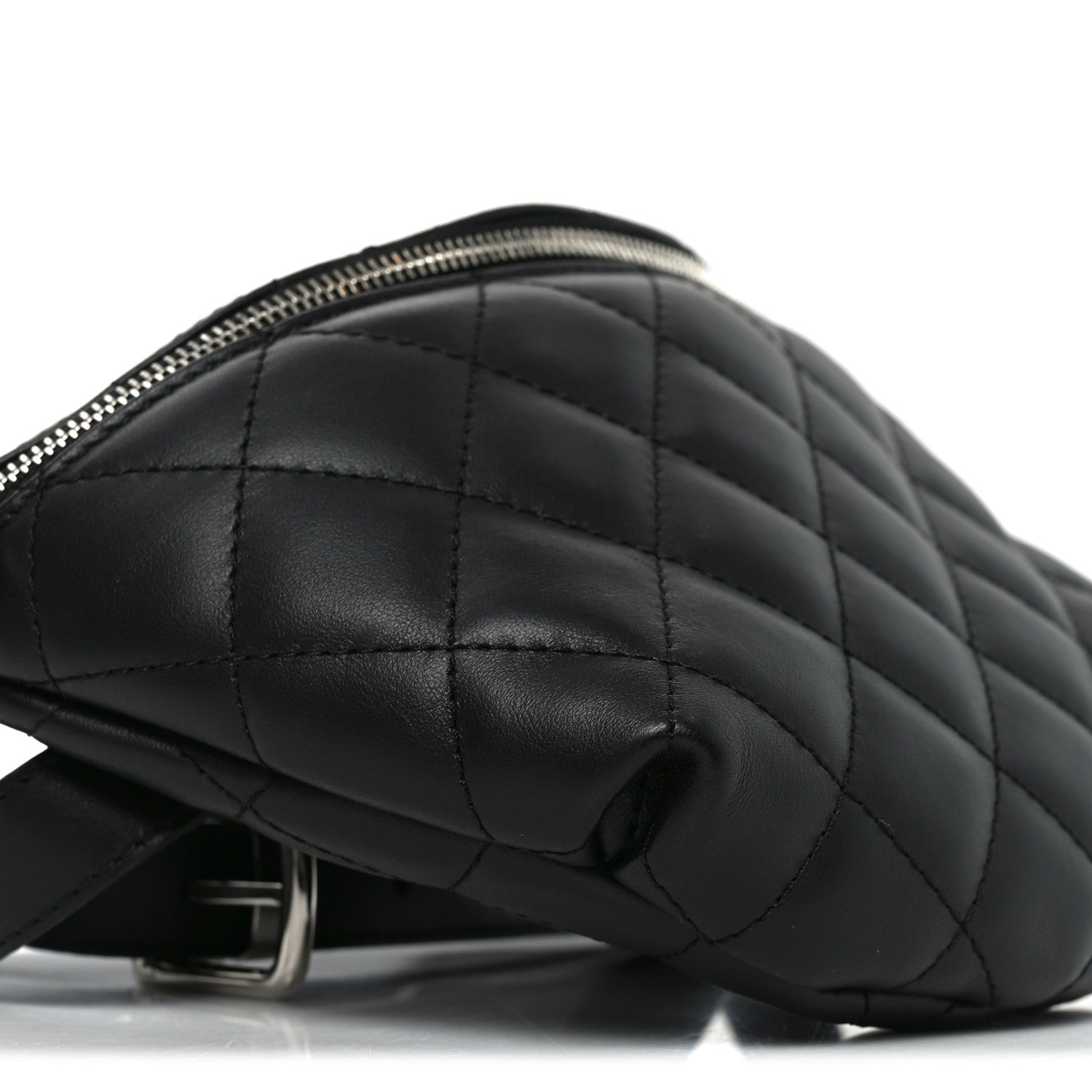 Calfskin Quilted Waist Belt Bag Black