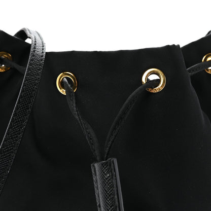Saffiano Tessuto Nylon Mini Bucket Crossbody Bag Black