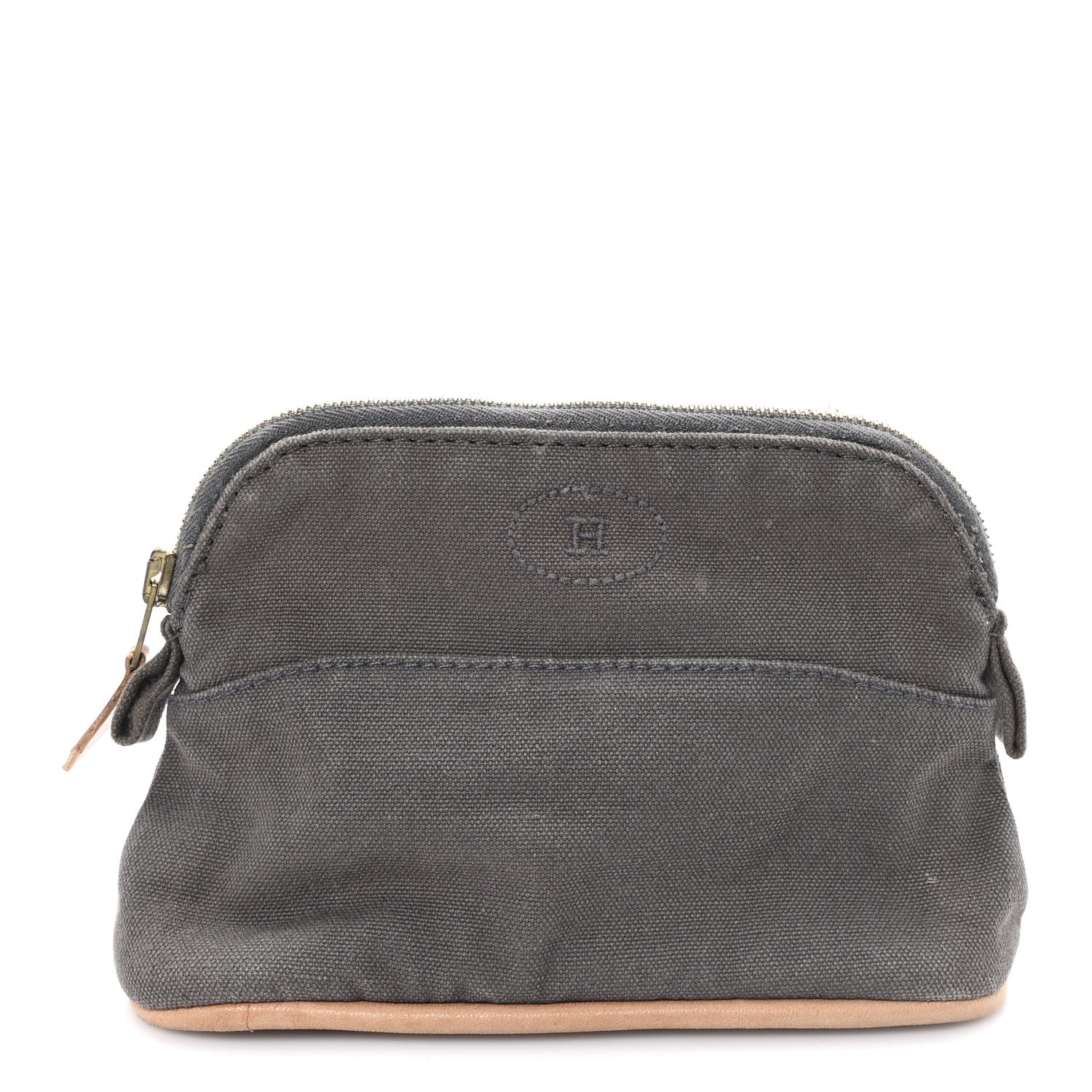 Cotton Canvas Mini Bolide Travel Cosmetic Pouch Gris
