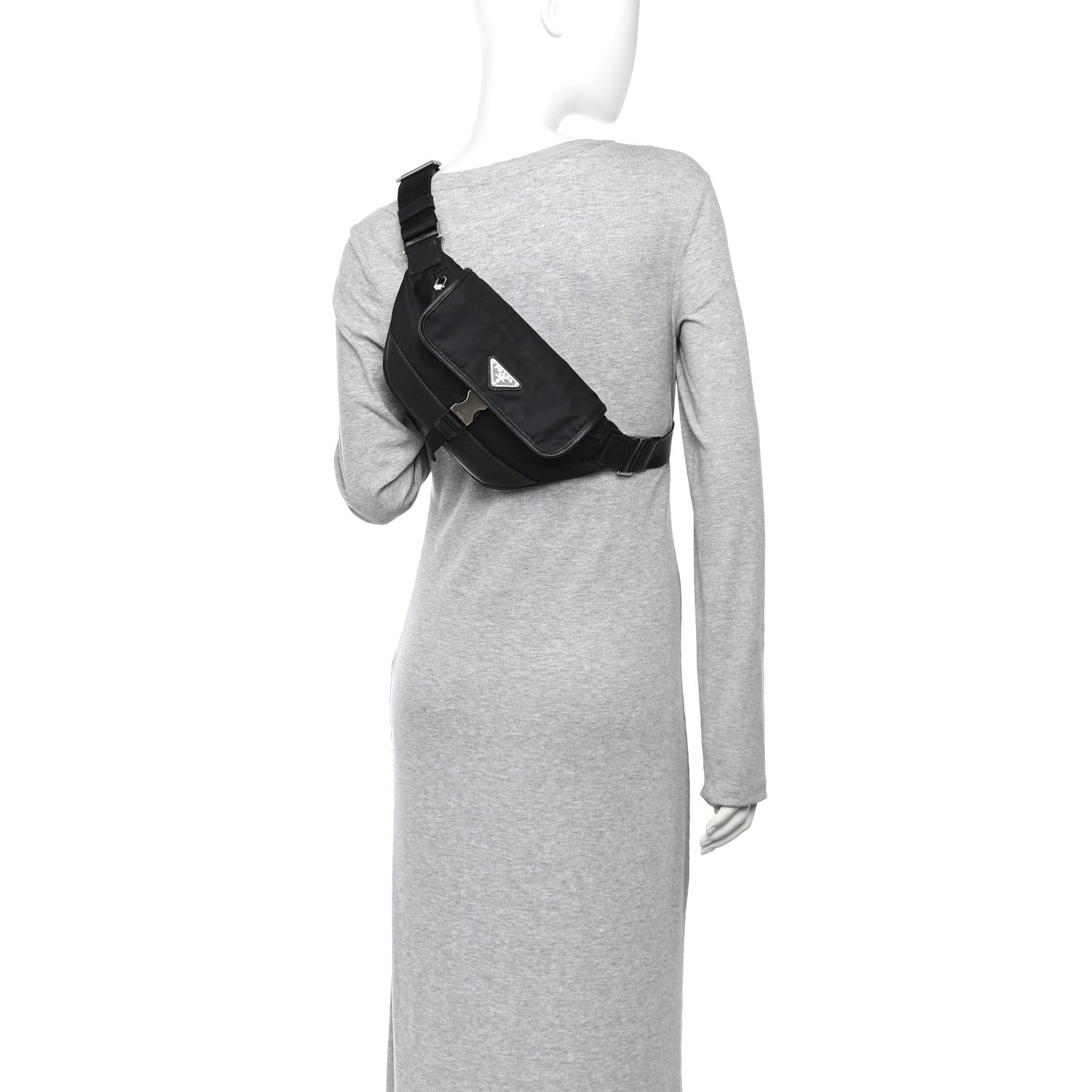 Re-Nylon Saffiano Sling Bag Black