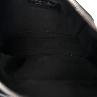 Crumpled Calfskin Quilted Casual Rock Waist Bag Fanny Pack Black