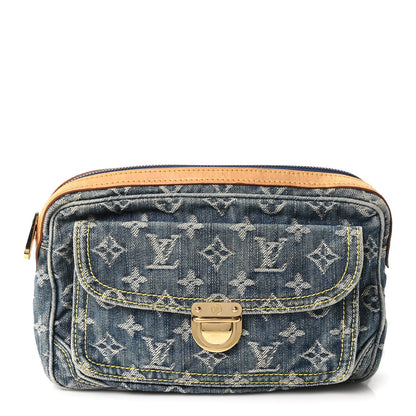 Monogram Denim Bum Bag Blue