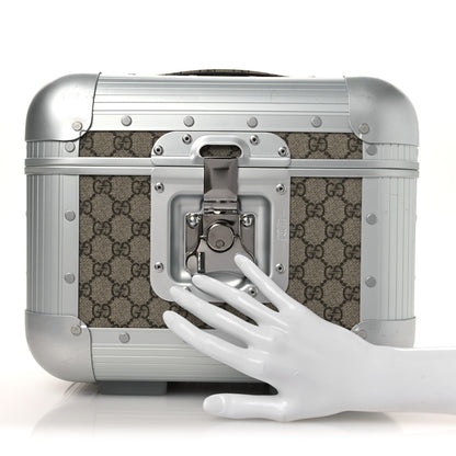 GG Supreme Monogram Aluminum Porter Beauty Case Silver