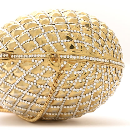 Crystal Egg Minaudiere Clutch Gold