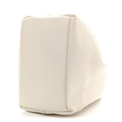 Calfskin Zip Bucket Bag White