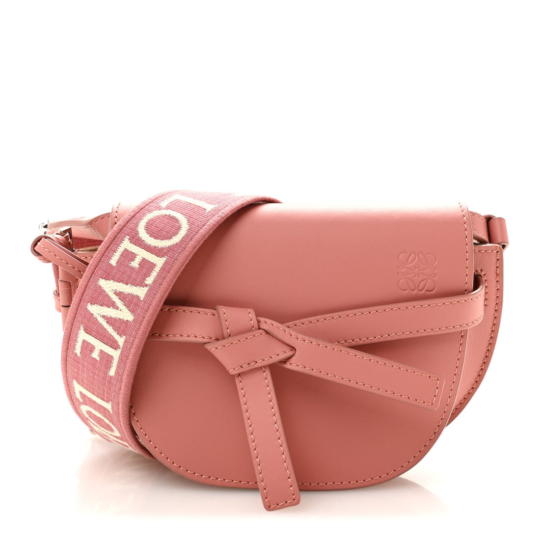 Calfskin Jacquard Mini Gate Dual Bag Peach Bloom