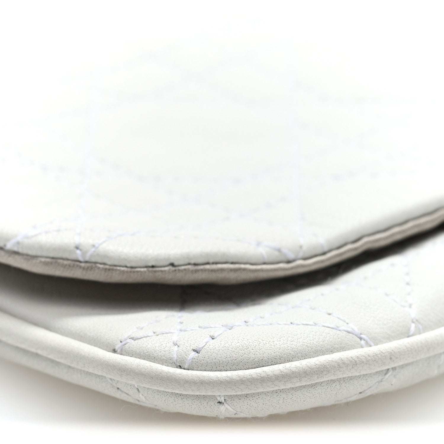 Lambskin Cannage Lady Dior Chain Clutch White