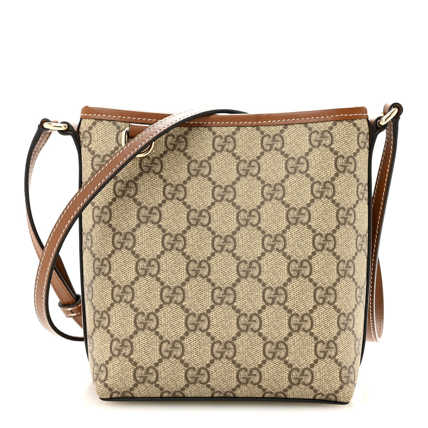 GG Supreme Monogram Emblem Nano Bucket Bag  Beige Dark Brown