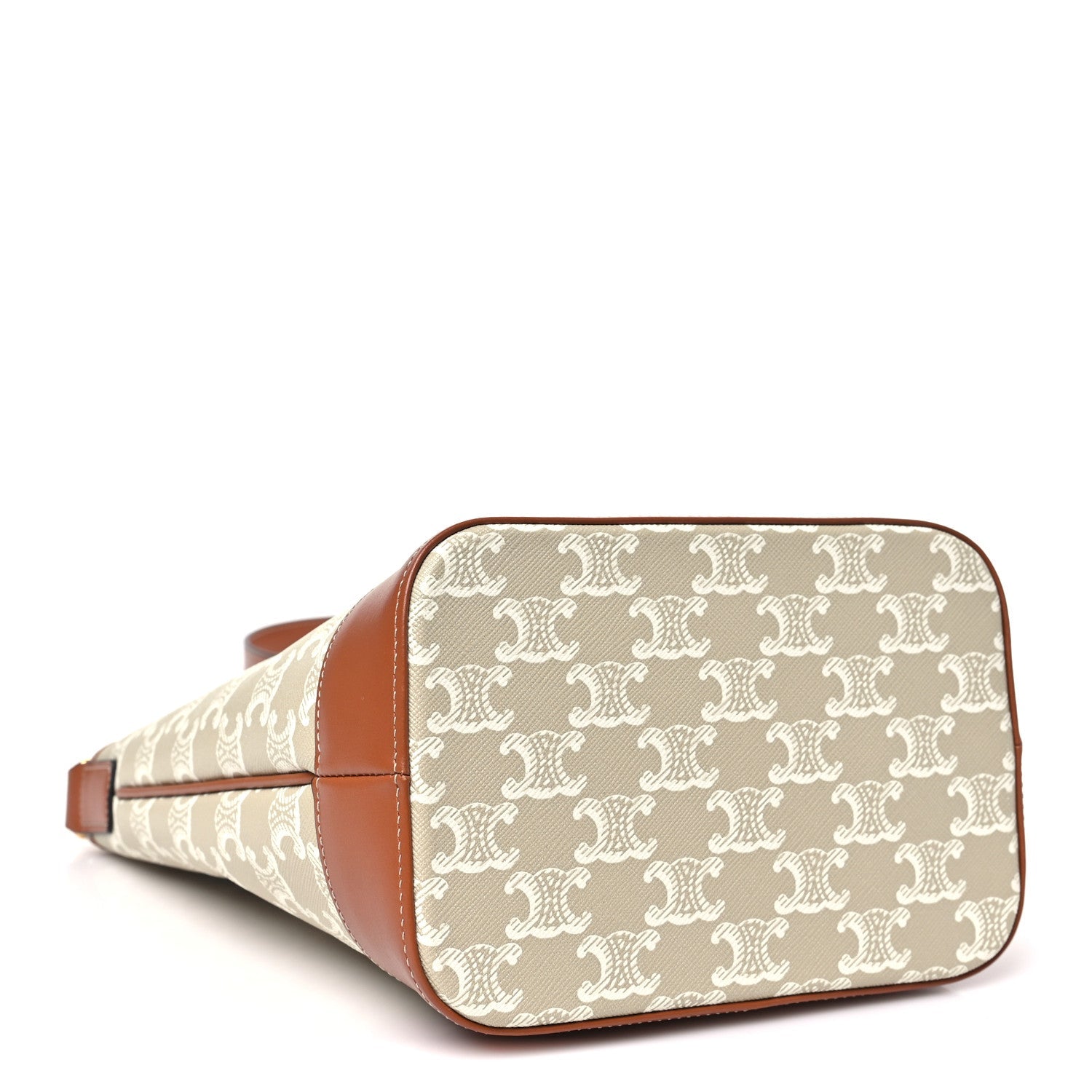 Triomphe Canvas Calfskin Small Bucket Bag Grege