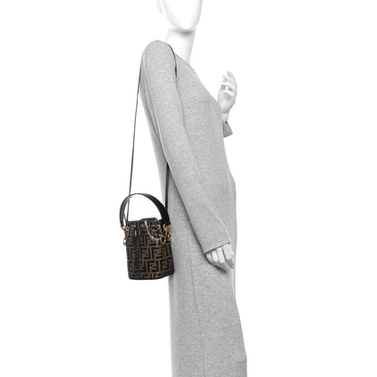 Vitello Liberty F is Fendi Bi-Color FF 1974 Embossed Mini Mon Tresor Bucket Bag Maya Black