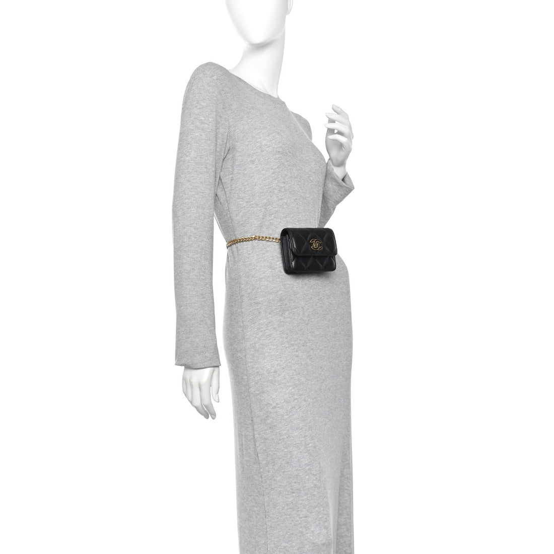 Lambskin Enamel Quilted Pending CC Flap Belt Bag Black