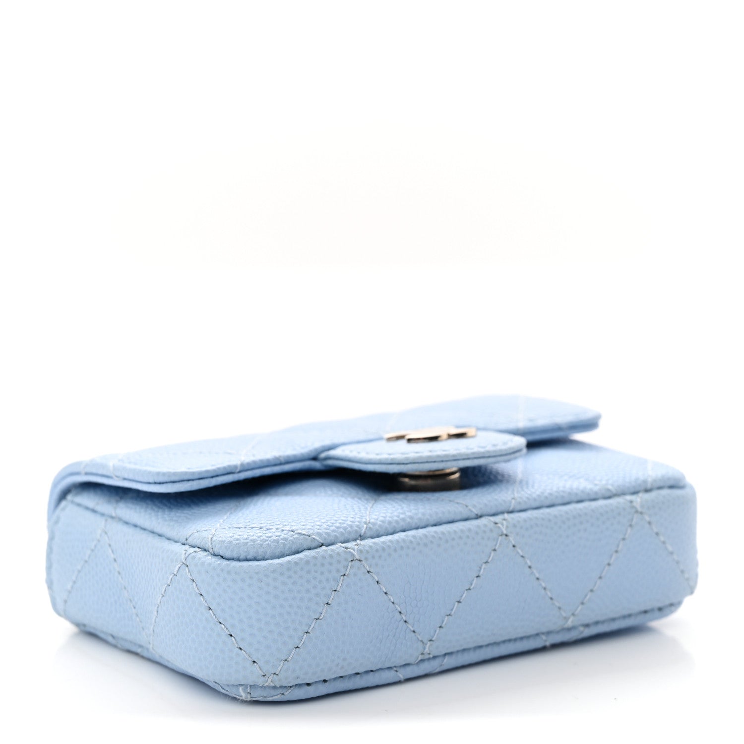 Caviar Quilted Mini Chain Belt Bag Light Blue