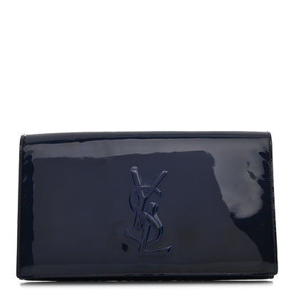 Patent Calfskin Monogram Large Belle De Jour Clutch Royal Blue