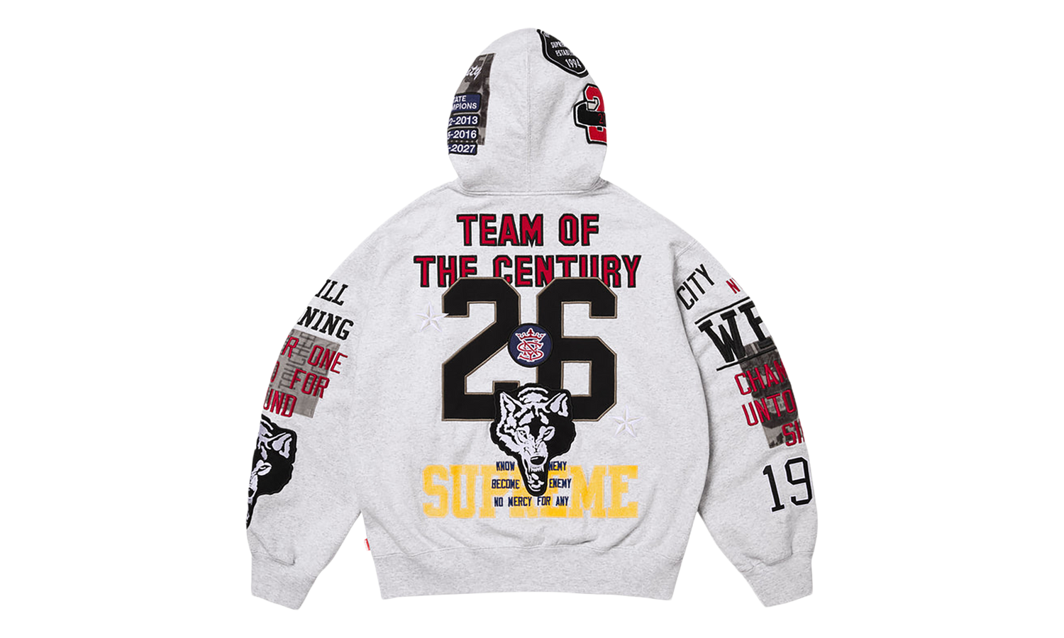 Warriors Appliqué Zip Up Hooded Sweatshirt "SS26 - Ash Grey" SU27598