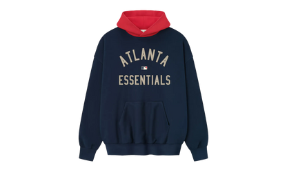 MLB Mens Braves Sport Fit Pullover Hoodie "Midnight Navy / Red" 192ML252017F