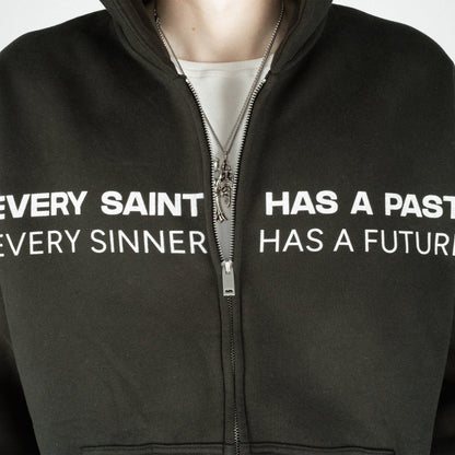 Compliments Sinner &amp; Saint Black Wash Zip-Up Hoodie