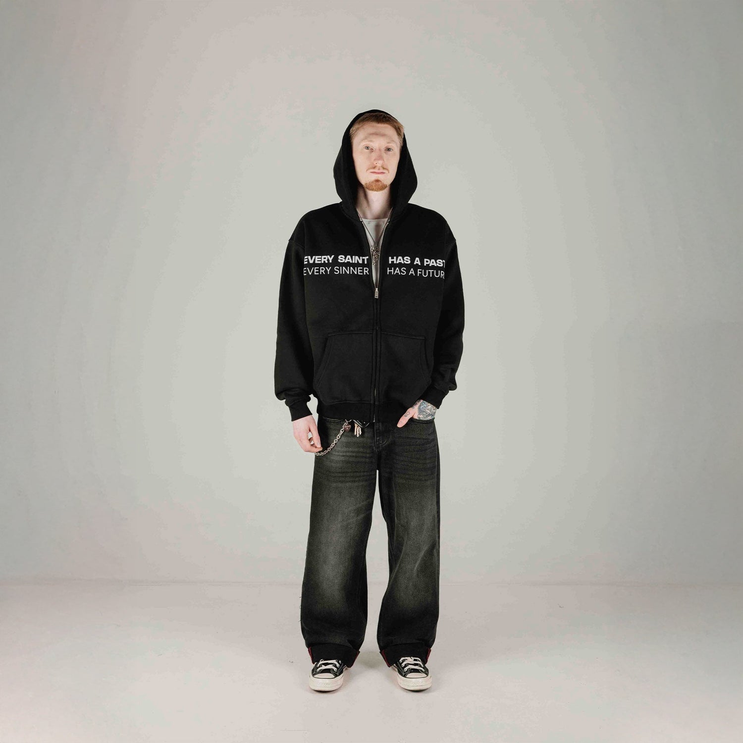 Compliments Sinner &amp; Saint Black Wash Zip-Up Hoodie