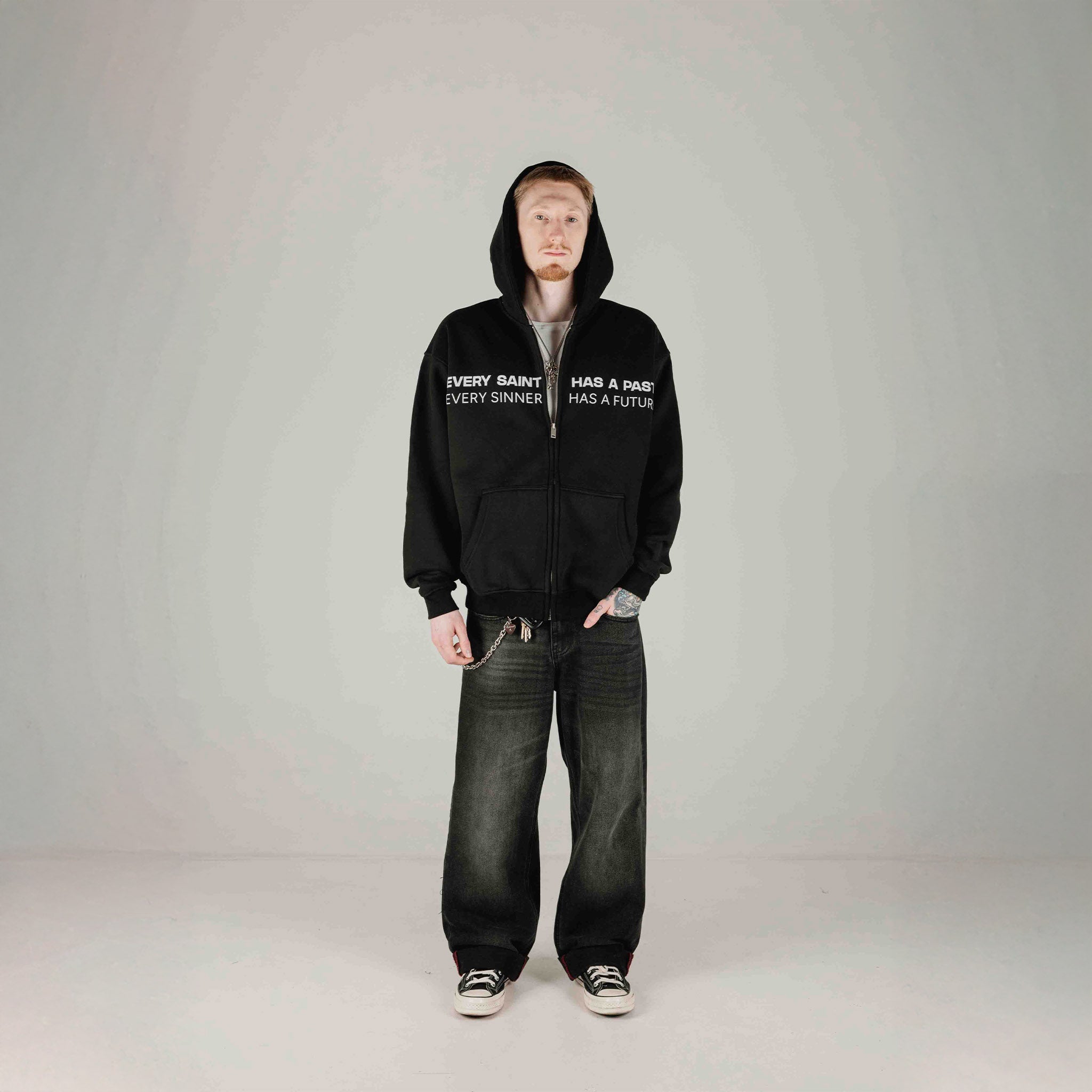 Compliments Sinner &amp; Saint Black Wash Zip-Up Hoodie