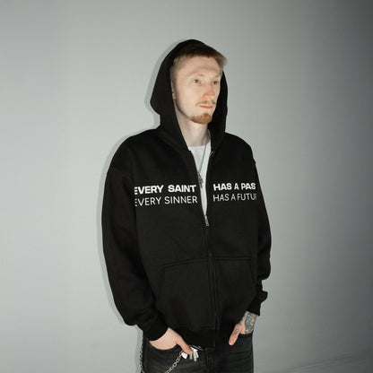 Compliments Sinner &amp; Saint Black Wash Zip-Up Hoodie
