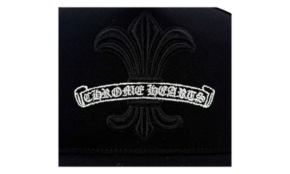 Embroidered Fleur De Lis Scroll Logo Baseball Hat "Denim Black White" CHRM1386