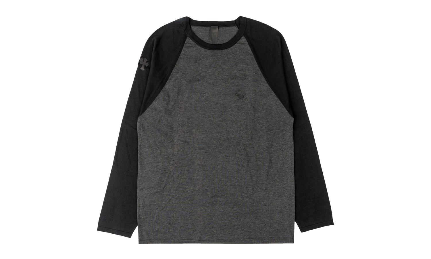 Leather Cross Patch Embroide CH Logo Silk Long Sleeve Shirt "Grey/Black" CHRM1727
