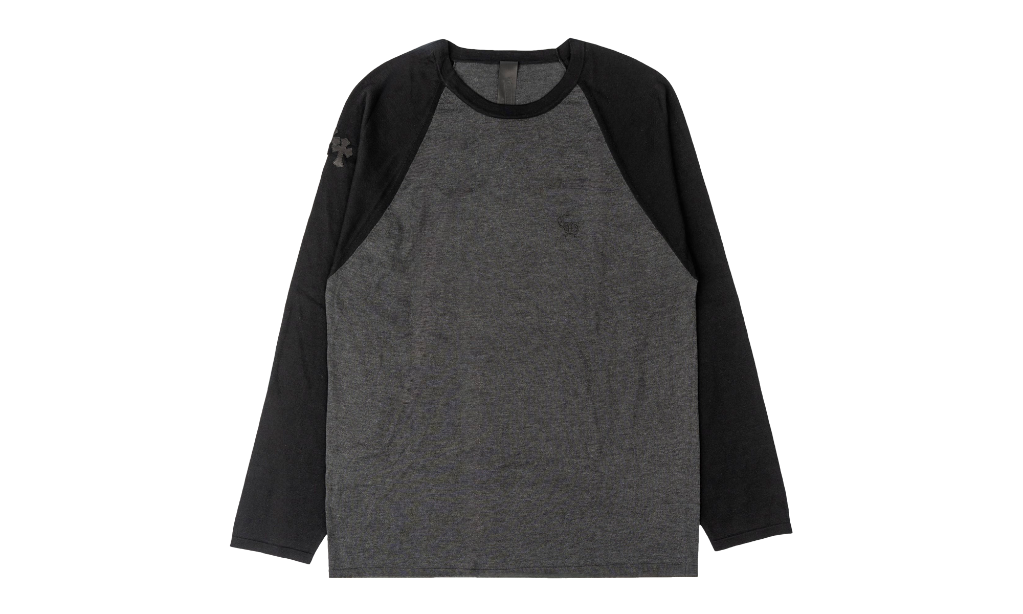 Leather Cross Patch Embroide CH Logo Silk Long Sleeve Shirt "Grey/Black" CHRM1727