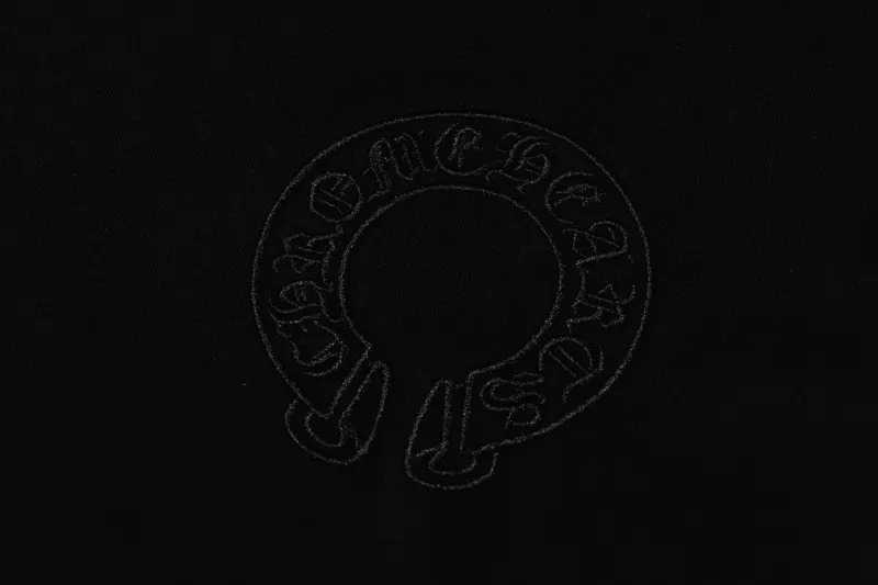 Bold Chrome Hearts Chest Embroidery Logo Black Tee
