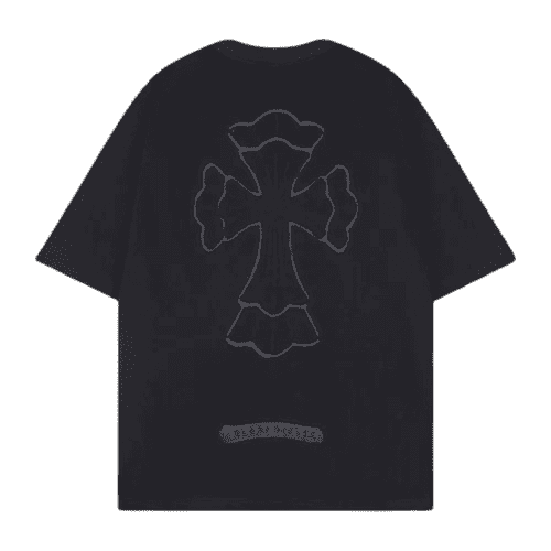 Bold Chrome Hearts Chest Embroidery Logo Black Tee