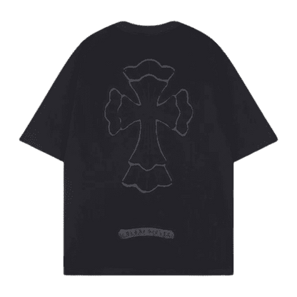 Bold Chrome Hearts Chest Embroidery Logo Black Tee