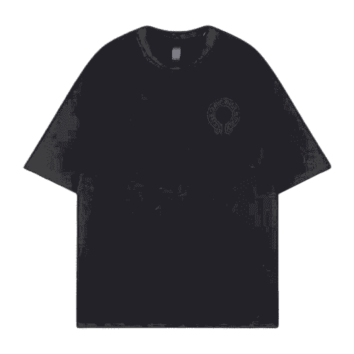 Bold Chrome Hearts Chest Embroidery Logo Black Tee