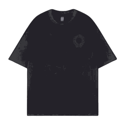 Bold Chrome Hearts Chest Embroidery Logo Black Tee