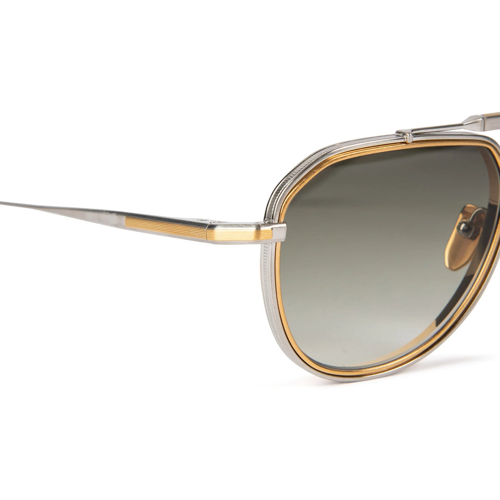 Jacques Marie Mage Commander Silver Gold Green Sunglasses