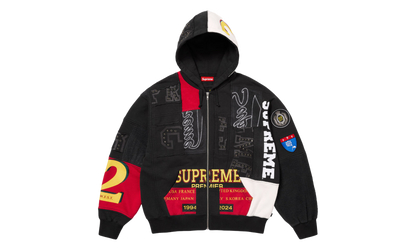 Patchwork Zip Up Hooded Sweatshirt "SS25 - Black" SU25499